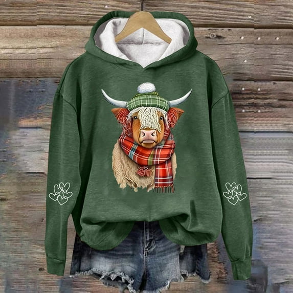 Comfort Colors Sweatshirts Women Cow for Cow for Western Cow Print Shirt Country Western Outfits Winter Clothes 2025