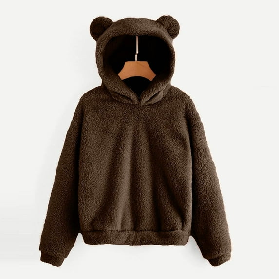 Comfort Colors Sweatshirts Women Hoodies Bear Ears Hooded Coat Warm Casual Comfortable Loose Fall Outwear Outfits Winter Clothes 2025