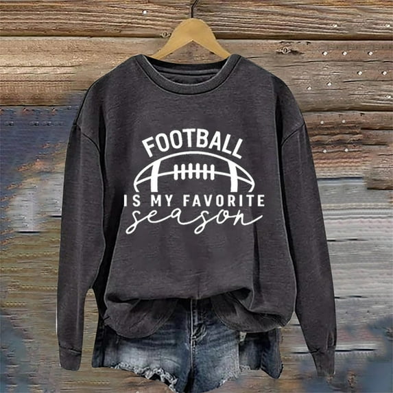 Comfort Colors Sweatshirts Women Full Sleeve Crewneck for Football Graphic Printed Hoodless Blouse Tops Clothes With Pocket