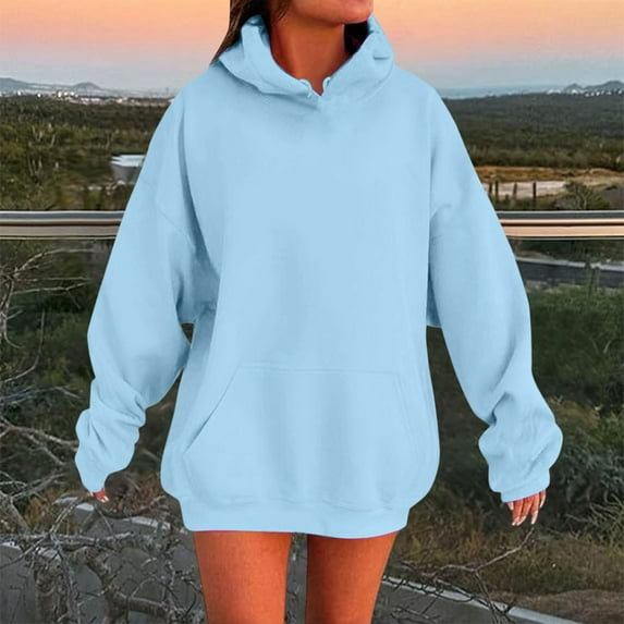 Comfort Colors Sweatshirts Women Solid Color Loose Drop Shoulder Hoodie With And Stylish Winter Pullover Jumper Tops