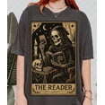 thumbnail image 1 of Comfort Colors The Reader Tarot Card Shirt, Skeleton Reading Shirt, Unisex Tarot Card Shirt, Book Lover Gift, Bookish Gift,Tarot Lover Shirt, 1 of 6