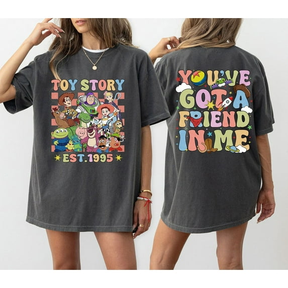 Comfort Colors Toy Story T-Shirt, Disney World Toy Story, You Ve Got A Friend In Me Shirt, Toy Story Movie Characters Tee, Disney Family,Graphite color,size L