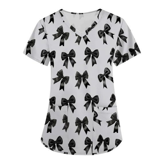 Comfort Colors Tshirt, Durable Healthcare Uniform Tops 2025 Nursing Graduation Scrubs Breathable Four Season Medical Uniforms for Women V-Neck Scrub Comfortable Workwear Grey 5Xl