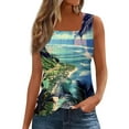 thumbnail image 1 of Comfort Colors Tshirt, Hawaiian Sexy Pleated Square Neck Sleeveless Tank Top Trendy For Women 2025 Bathing Suit Tops Cute White Long Sleeve Shirts Lace Camisole Tops Shirts (XL, Dark Blue) ZMTing, 1 of 4