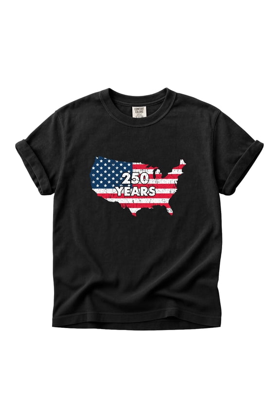 Comfort Colors USA Map 250 Years Patriotic Flag Graphic Tee Men Women