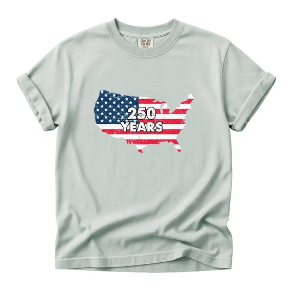 Comfort Colors USA Map 250 Years Patriotic Flag Graphic Tee Men Women