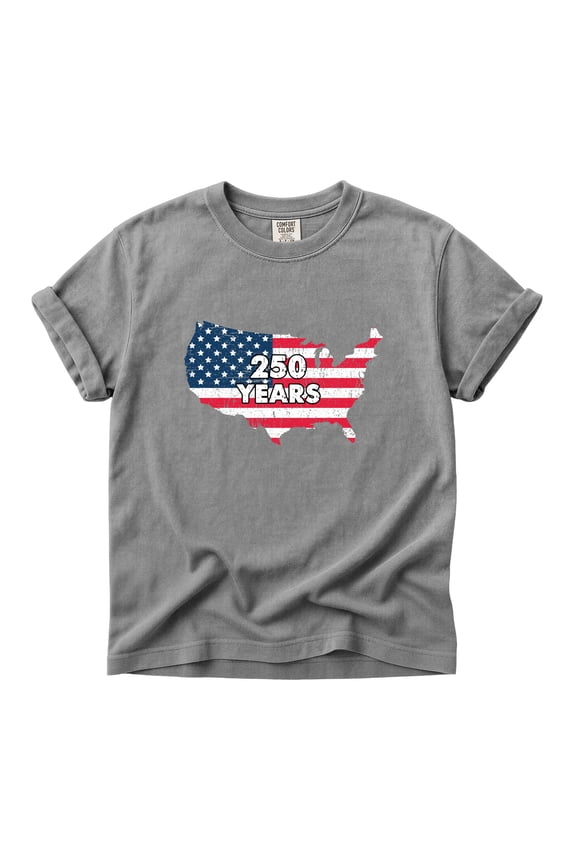 Comfort Colors USA Map 250 Years Patriotic Flag Graphic Tee Men Women