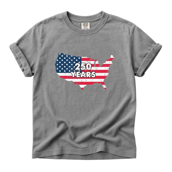 Comfort Colors USA Map 250 Years Patriotic Flag Graphic Tee Men Women