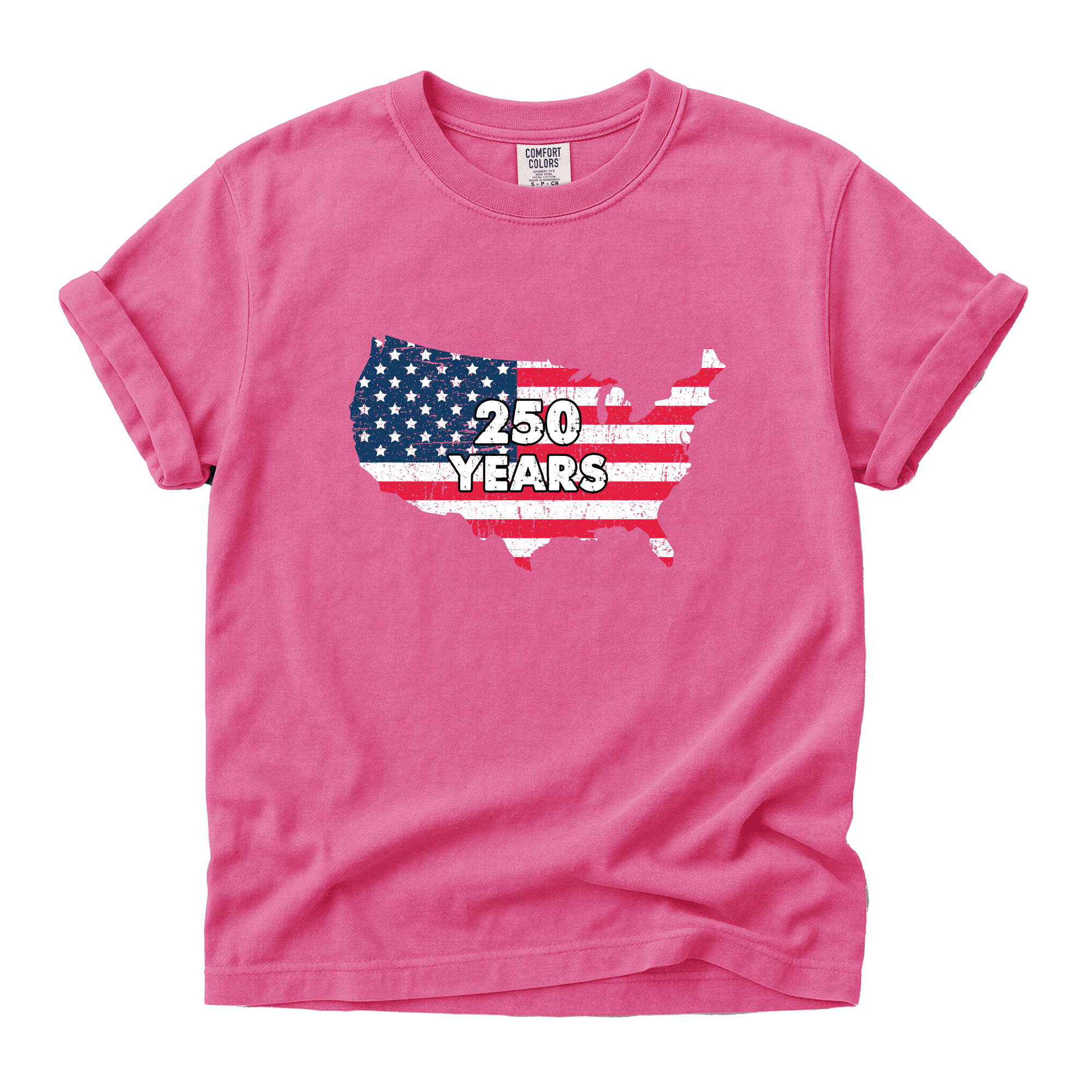 Comfort Colors USA Map 250 Years Patriotic Flag Graphic Tee Men Women - Walmart.com
