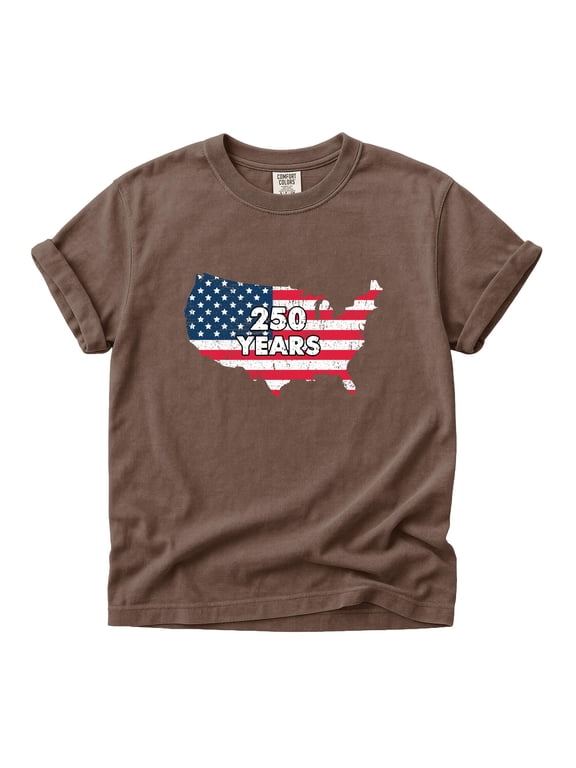 Comfort Colors USA Map 250 Years Patriotic Flag Graphic Tee Men Women
