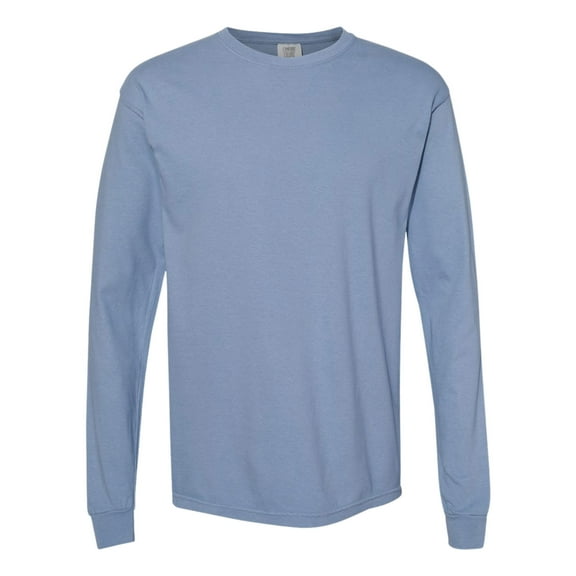 Comfort Colors Unisex Garment-Dyed Heavyweight Long Sleeve T-Shirt (Washed Denim , L)