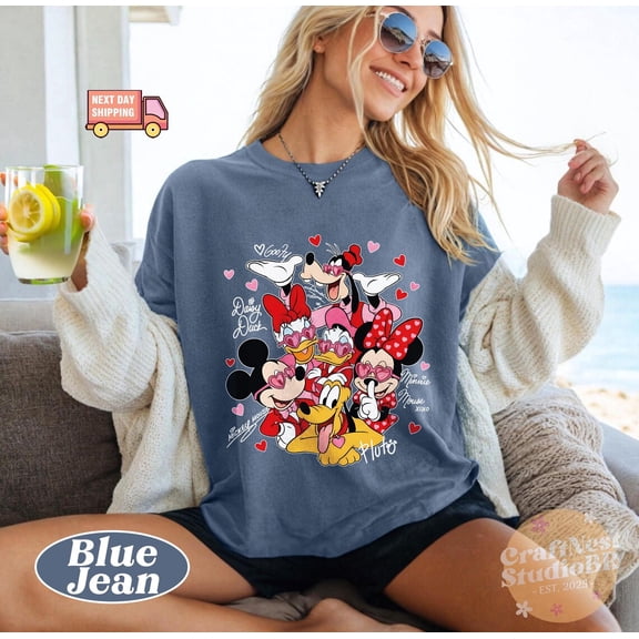 Comfort Colors Valentine Friends Graphic Shirt - Cartoon Character Signature Tee