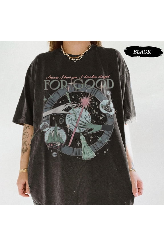 Comfort Colors Vintage Change For Good Shirt, Because I Knew You, I Have Been Changed For Good, Wizard Defying Gravity Tee, Broomstick Magic