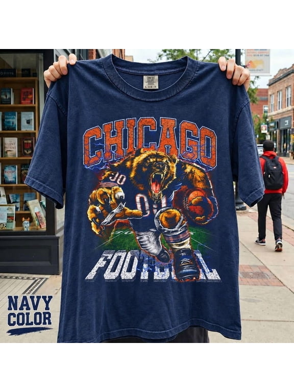 Comfort Colors® Vintage Chicago Football Graphic T-Shirt, Retro Bear Mascot Game Day Tee