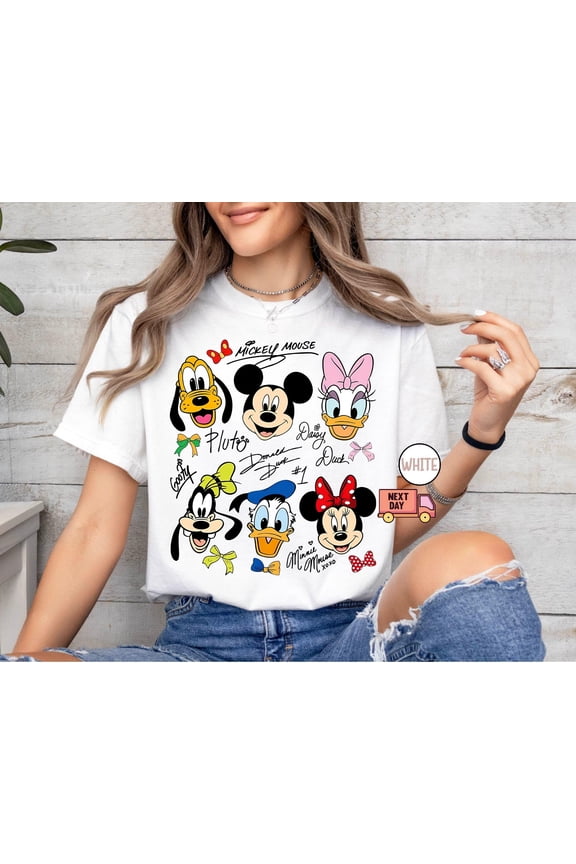 Comfort Colors® Vintage Mickey and Friends Signatures Shirt, Magical T-Shirt, Disney Characters Tee, Disney Mouse Head Tee, Mickey & Co Gift