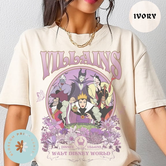 Comfort Colors Vintage Villains Walt Disney T-Shirt, Disney Halloween Shirt, Witch, Disneyland Halloween, Maleficent,Ivory color,size 3XL