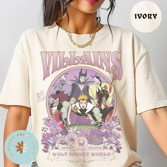 Comfort Colors Vintage Villains Walt Disney T-Shirt, Disney Halloween Shirt, Witch, Disneyland Halloween, Maleficent,Violet color,size 3XL