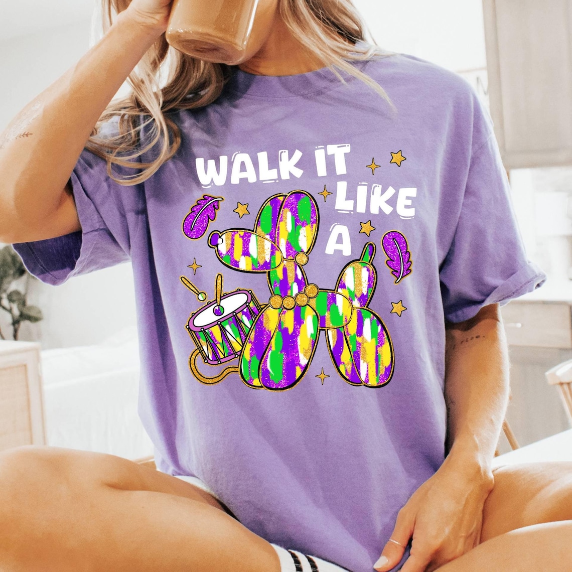 Comfort Colors© Walk It Like A Dog Mardi Gras Shirt, Faux Glitter Mardi ...