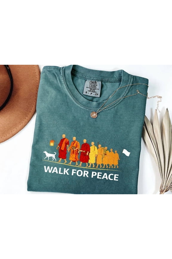 Comfort Colors® Walk for Peace Graphic T-Shirt – Mindful Monks & Dog Unisex Tee