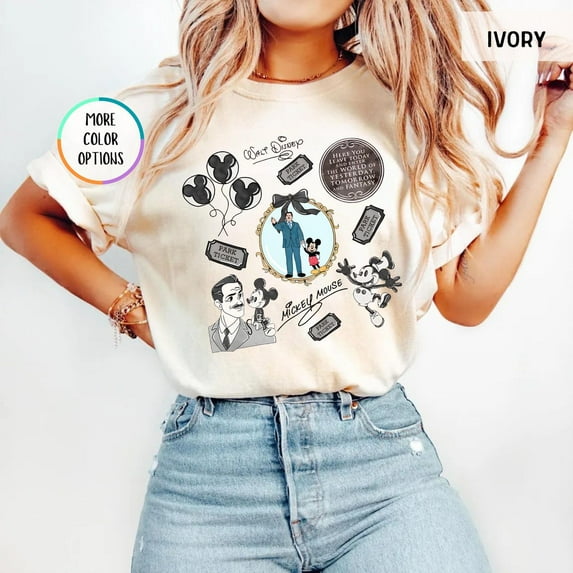 Comfort Colors Walt and Mickey T-Shirt, Vintage Style Disney Park, Mickey Mouse Graphic Shirt, Walt Disney World Trip,Ivory color,size 3XL
