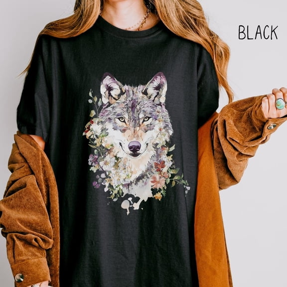 Comfort Colors Watercolor Wolf T-Shirt, Abstract Animal Art Tee, Vintage Nature Lover Gift