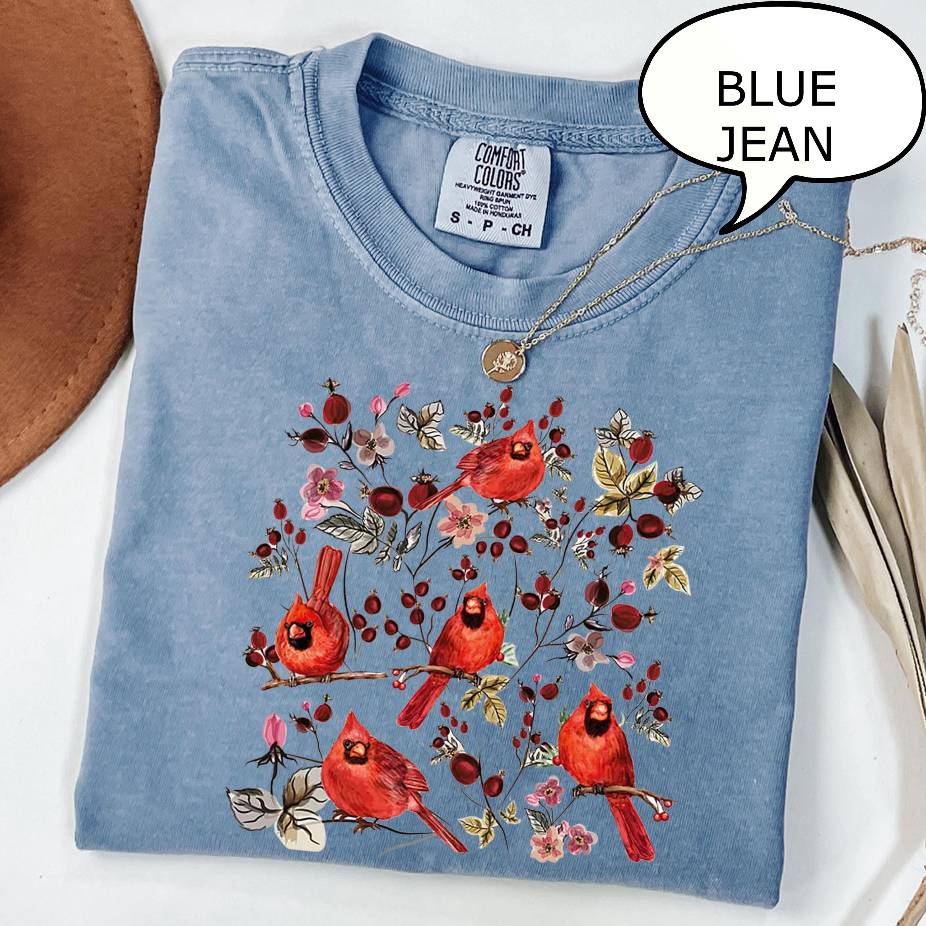 Comfort Colors® Wildflower Cardinal T-Shirt, Red Cardinal Shirt, Bird ...