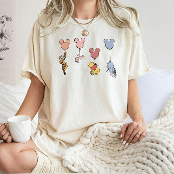 Comfort Colors® Winnie The Pooh and Friends Shirt, Winnie The Pooh Shirt, Pooh Balloons Shirt, Disney Pooh T-Shirt, Cute Pooh Bear Shirt,Ivory Color,Size XL