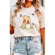 Comfort Colors Winnie the Pooh W Honey Jar T-shirt, Cute Pooh Dreaming, Pooh and Honey Jar Shirt, Disney Pooh, Family Vacation,Ivory color,size L