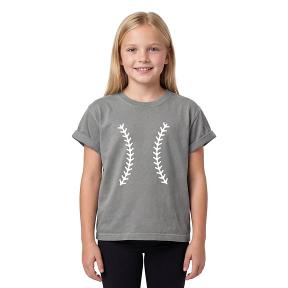 Premium Youth Baseball Stitches Graphic Print T-Shirt Kids Cotton