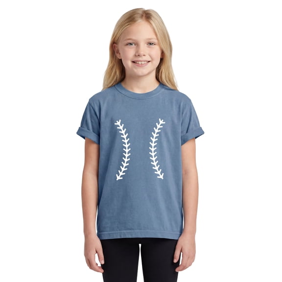 Premium Youth Baseball Stitches Graphic Print T-Shirt Kids Cotton