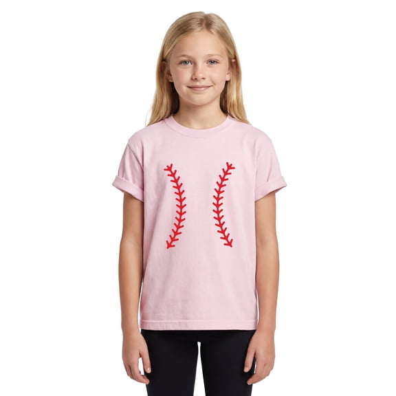 Comfort Colors Youth Baseball Stitches Graphic Print T-Shirt Kids Cotton