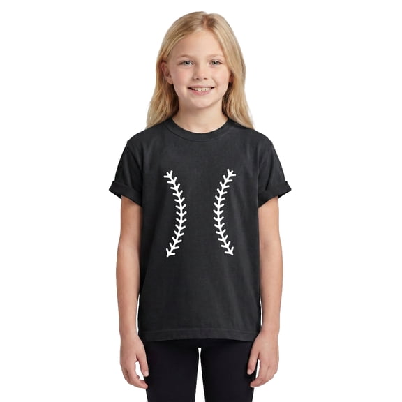Premium Youth Baseball Stitches Graphic Print T-Shirt Kids Cotton