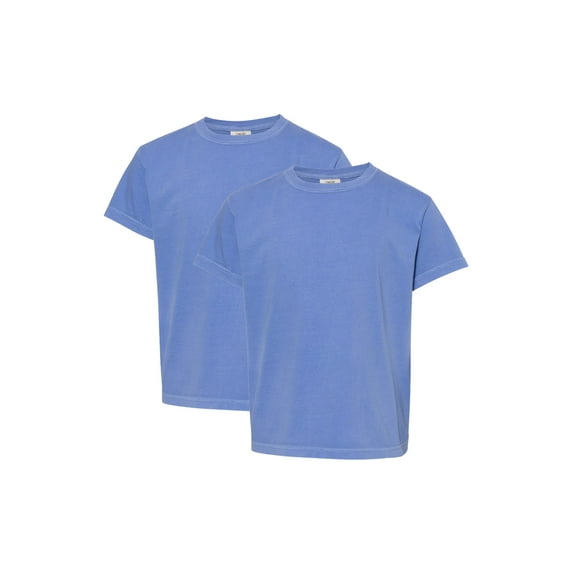 Comfort Colors Youth Midweight T-Shirt, 2-Pack, Flo Blue, XS