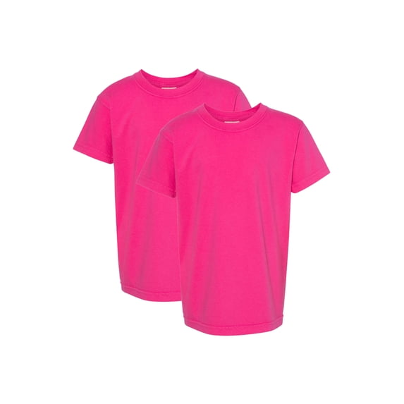 Comfort Colors Youth Midweight T-Shirt, 2-Pack, Heliconia, XL