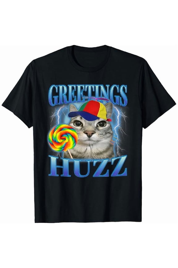 Comfort Cotton Lollipop  Meme Greetings Huzz Funny Silly Cats Brainrot T-Shirt