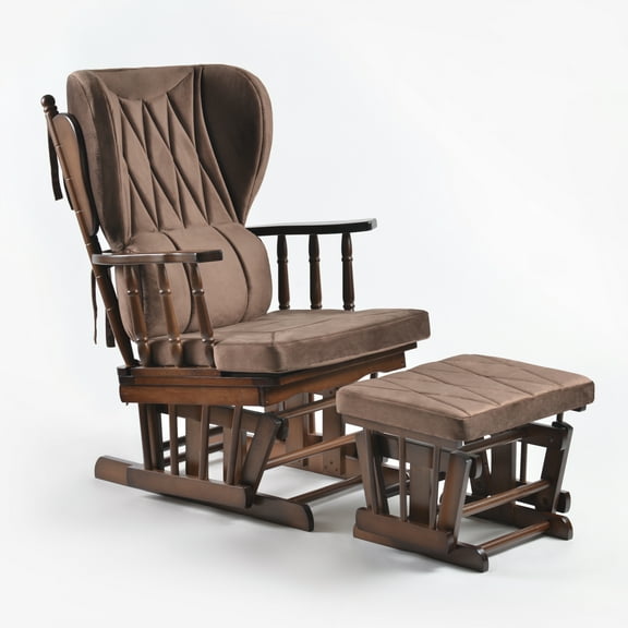 Comfort Deluxe Glider Chair and Ottoman Set -Brown