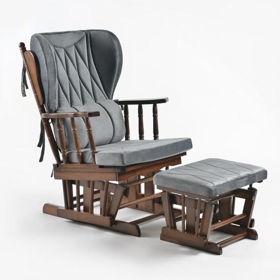 Comfort Deluxe Glider Chair and Ottoman Set Grey