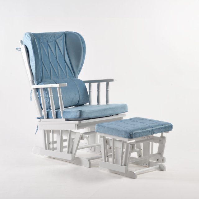 Comfort Deluxe Glider Chair and Ottoman Set Light Blue