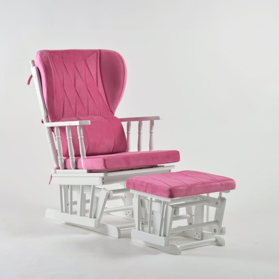 Comfort Deluxe Glider Chair and Ottoman Set Pink