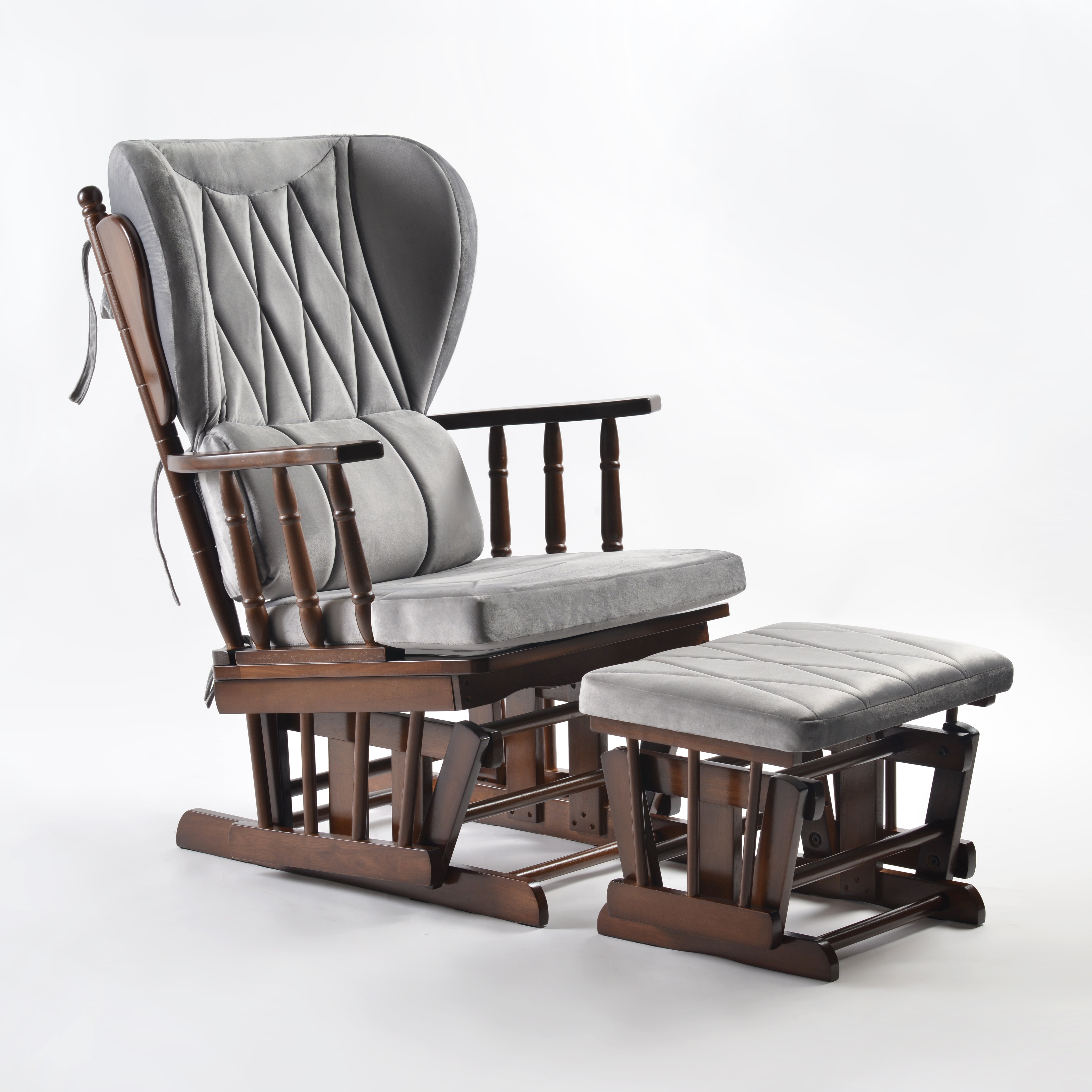 Comfort Deluxe Glider Chair and Ottoman Set Silver - Walmart.com