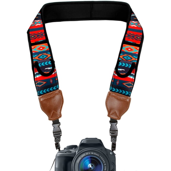 Comfort Digital Camera Neck Strap with Neoprene Cushion Padding & Storage Pockets by USA Gear - Works with Canon , Nikon , Sony and More Cameras