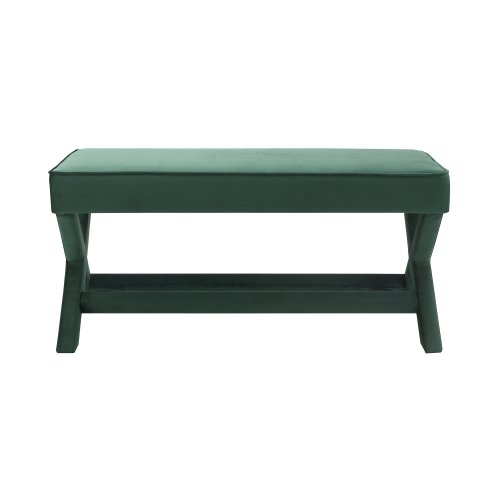 Comfort Double Bench Upholstered in Velvet Fabric,Stool with Stylish X-Crossed Legs,Comfort Cushion with Piping,Velvet Light Grey