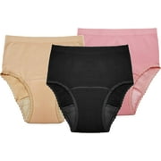 Comfort Finds Seamless Incontinence Panty - Reusable Womens Incontinent Underwear Large, 3 Pack Assorted Colors 3OZ