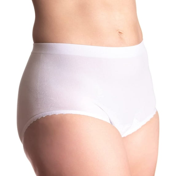 Comfort Finds Seamless Incontinence Panty - Reusable Womens Incontinent Underwear (White, Medium)