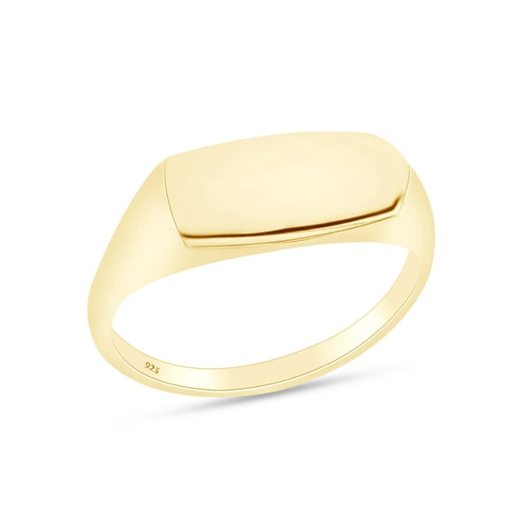 AFFY Comfort Fit Narrow Rectangular Signet Ring In 14K Yellow Gold Over 925 Sterling Silver, Ring Size-9.5