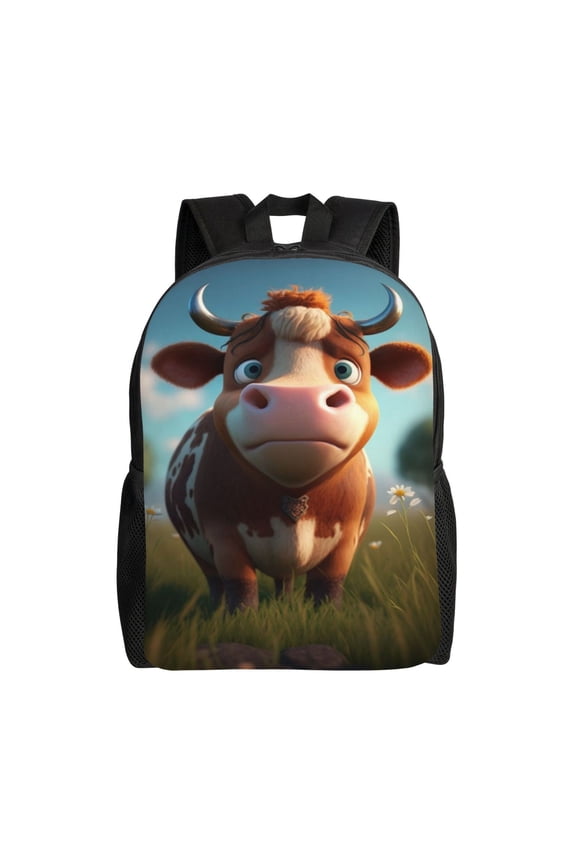 Comfort Fit Unisex Cartoon Cow Field Sky Backpack Great Design Durable For Daily Commute & Travel Adventures 16 Inch