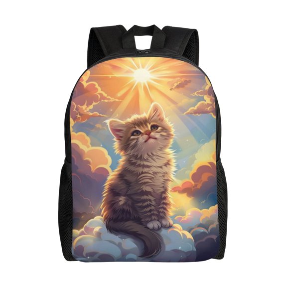 Comfort Fit Unisex Cat Clouds Sunlight Sky Backpack Great Design Durable For Daily Commute & Travel Adventures 16 Inch