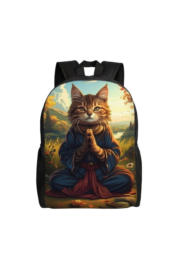 Comfort Fit Unisex Cat Meditation Autumn Backpack Great Design Durable For Daily Commute & Travel Adventures 16 Inch