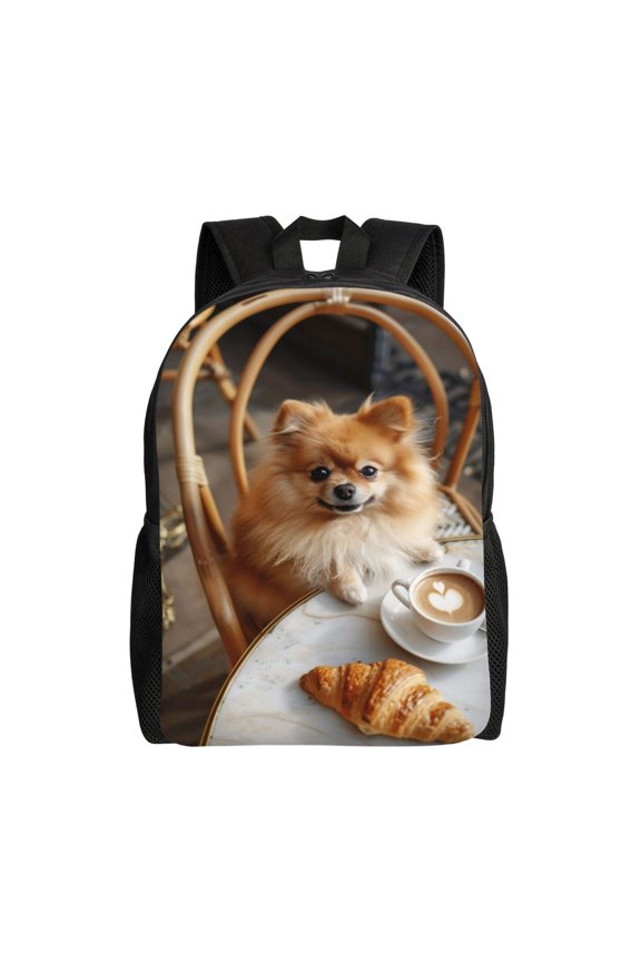Comfort Fit Unisex Dog Coffee Croissant Backpack Great Design Durable For Daily Commute & Travel Adventures 16 Inch