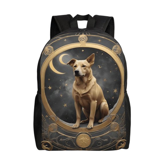 Comfort Fit Unisex Dog Moon Stars Zodiac Backpack Great Design Durable For Daily Commute & Travel Adventures 16 Inch